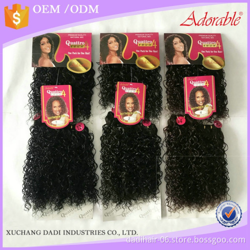 Hot sale Adorable synthetic hair extensions quattro bebe curl 4pcs,small curly heat resistant fiber synthetic hair packing